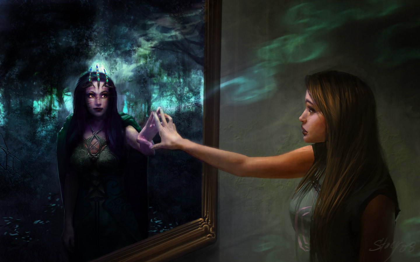 Отражение тьмы 2024. Отражение в зеркале фэнтези. Мистическая женщина. Отражение ведьмы в зеркале. Девушка отражение фэнтези.